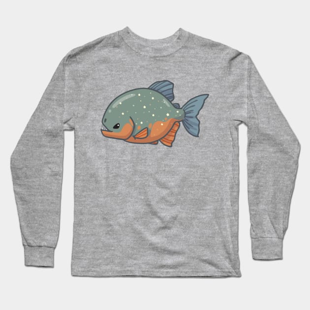 Red-Bellied Piranha Long Sleeve T-Shirt by bytesizetreasure